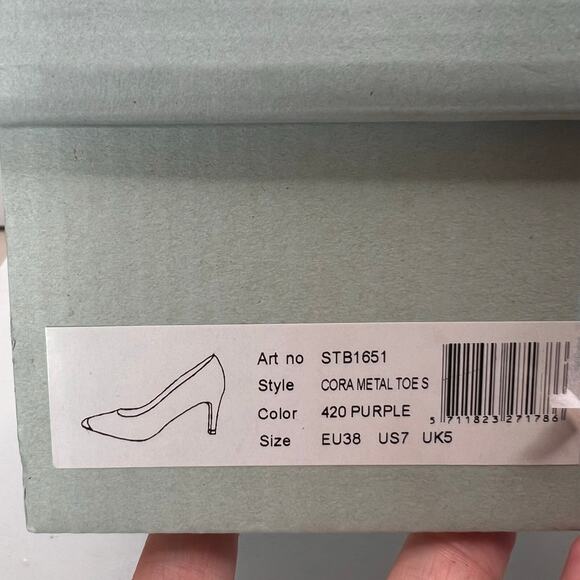 Shoe The Bear Cora Metal Toes Suede Heel Purple Women's 7/EU38 Tried On - Picture 11 of 11